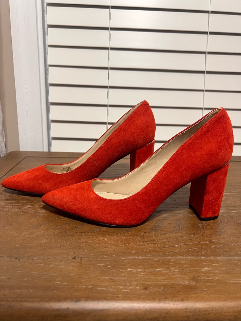 Marc Fisher Burnt Orange Suede Pointed Block Heels